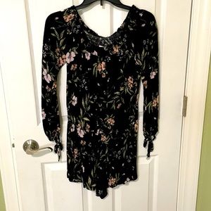Black Floral Romper